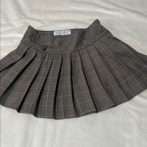 Zara Charcoal and Light Gray Checkered A-Line Skirt